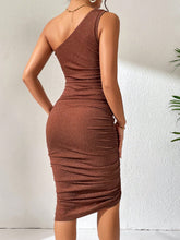 One Shoulder Ruched Side Glitter Bodycon Dress